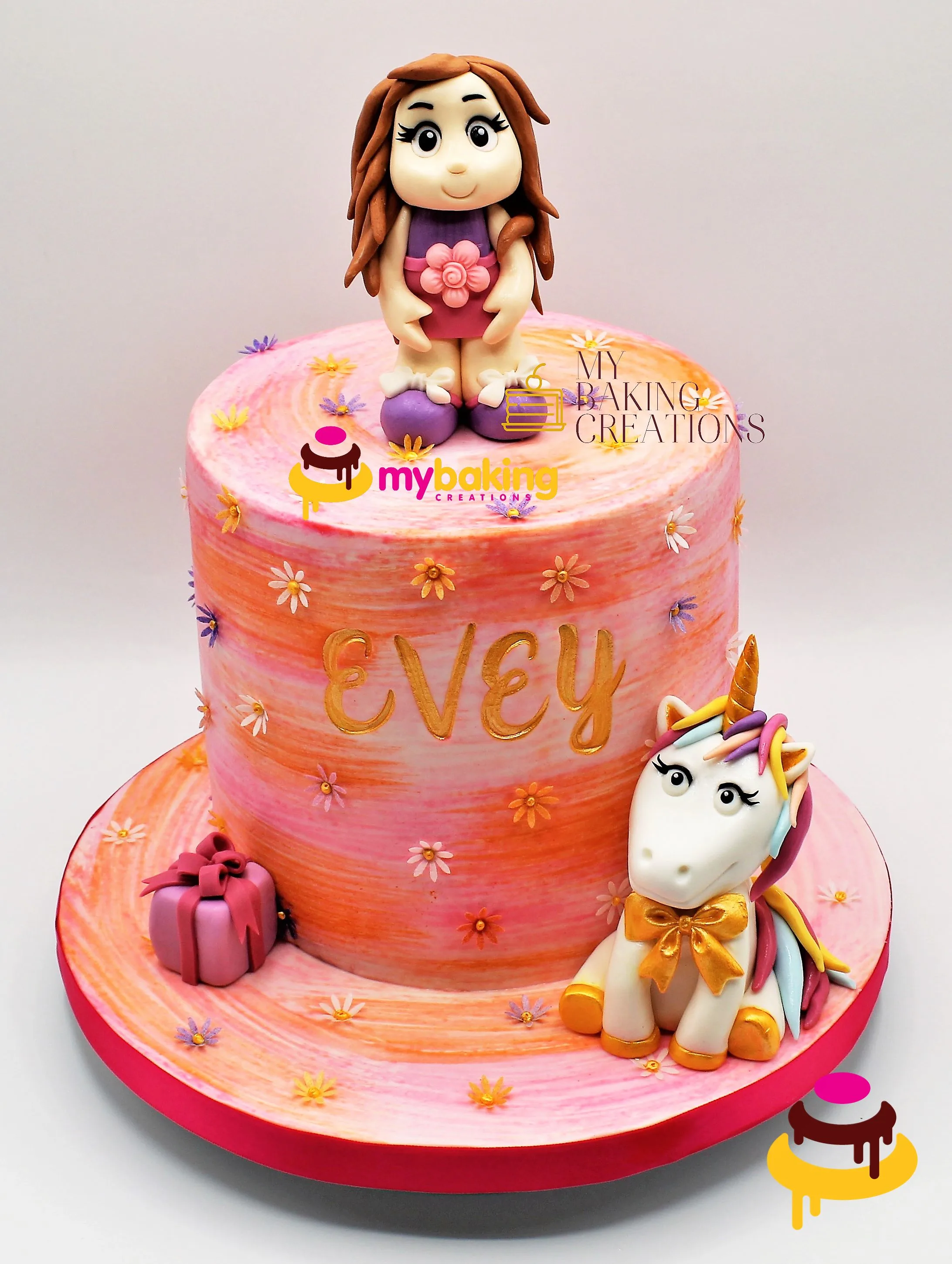 Custom purple unicorn themed birthday cake San Francisco Bay Area